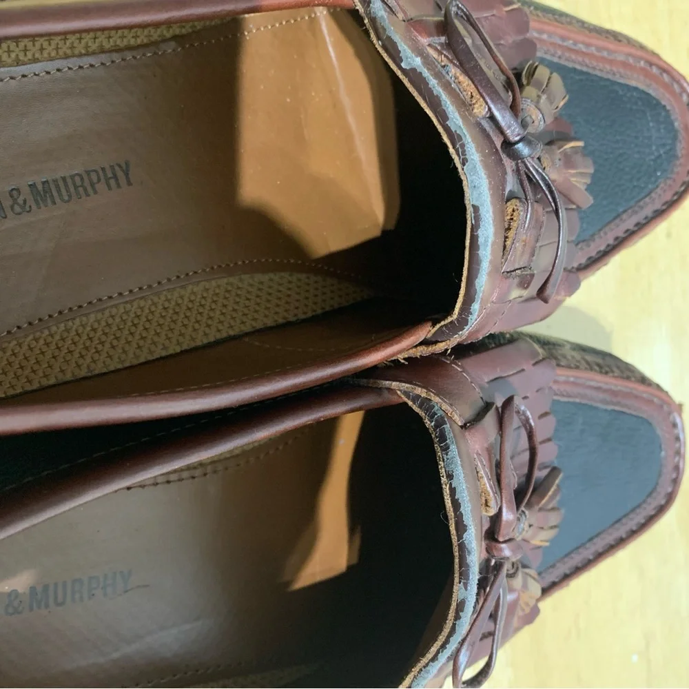 Johnston Murphy Mens Loafer Aragon II Kiltie Tassel Leather Black Brown Sz 11.5M